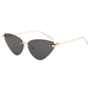 Слънчеви очила Techsuit Premium Sunglasses (S099) - дамски, котешко око, без рамка - Златист / Черен