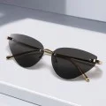 Слънчеви очила Techsuit Premium Sunglasses (S099) - дамски, котешко око, без рамка - Златист / Кафяв (Tea)