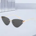 Слънчеви очила Techsuit Premium Sunglasses (S099) - дамски, котешко око, без рамка - Златист / Кафяв (Tea)