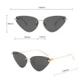 Слънчеви очила Techsuit Premium Sunglasses (S099) - дамски, котешко око, без рамка - Златист / Кафяв (Tea)