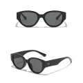 Слънчеви очила Techsuit Sunglasses (17002) - дамски, овална PC рамка, 90s стил - Черен