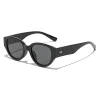 Слънчеви очила Techsuit Sunglasses (17002) - дамски, овална PC рамка, 90s стил - Черен