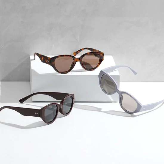 Слънчеви очила Techsuit Sunglasses (17002) - дамски, овална PC рамка, 90s стил - Черен