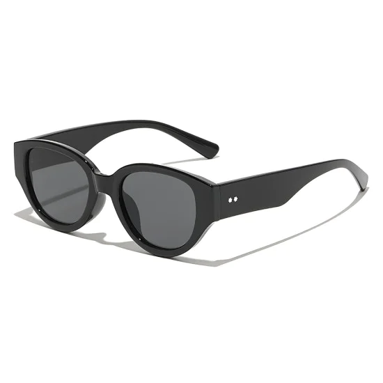 Слънчеви очила Techsuit Sunglasses (17002) - дамски, овална PC рамка, 90s стил - Черен