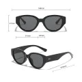 Слънчеви очила Techsuit Sunglasses (17002) - дамски, овална PC рамка, 90s стил - Черен
