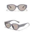 Слънчеви очила Techsuit Sunglasses (17002) - дамски, овална PC рамка, 90s стил - Сив / Светлокафяв