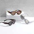 Слънчеви очила Techsuit Sunglasses (17002) - дамски, овална PC рамка, 90s стил - Сив / Светлокафяв