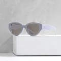 Слънчеви очила Techsuit Sunglasses (17002) - дамски, овална PC рамка, 90s стил - Сив / Светлокафяв