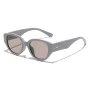 Слънчеви очила Techsuit Sunglasses (17002) - дамски, овална PC рамка, 90s стил - Сив / Светлокафяв
