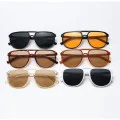 Слънчеви очила Techsuit Sunglasses (18266) - дамски, авиаторски, двоен мост - Черен / Оранжев