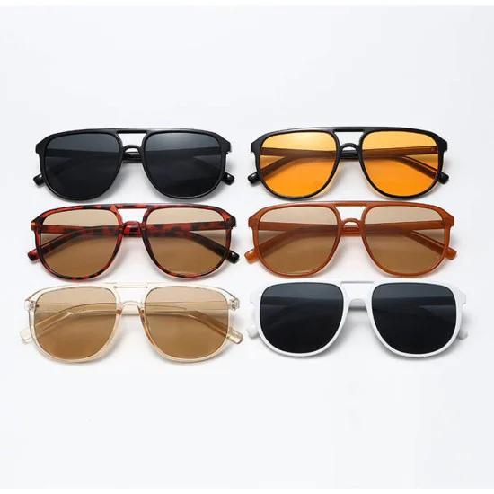 Слънчеви очила Techsuit Sunglasses (18266) - дамски, авиаторски, двоен мост - Черен / Оранжев