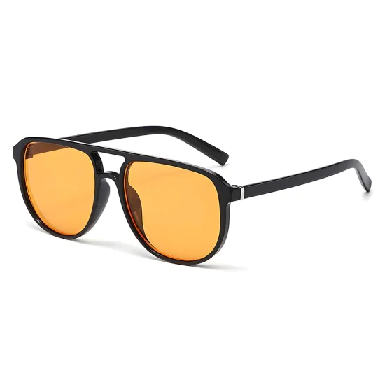 Слънчеви очила Techsuit Sunglasses (18266) - дамски, авиаторски, двоен мост - Черен / Оранжев