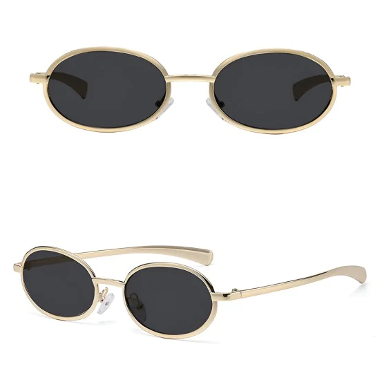 Слънчеви очила Techsuit Sunglasses (3220) - дамски, 90s овална рамка - Златист / Черен