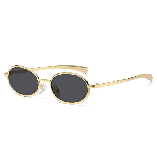 Слънчеви очила Techsuit Sunglasses (3220) - дамски, 90s овална рамка - Златист / Черен