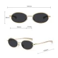 Слънчеви очила Techsuit Sunglasses (3220) - дамски, 90s овална рамка - Златист / Черен