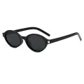Слънчеви очила Techsuit Sunglasses (3952) - дамски, овална рамка, ретро-модерен стил - Черен