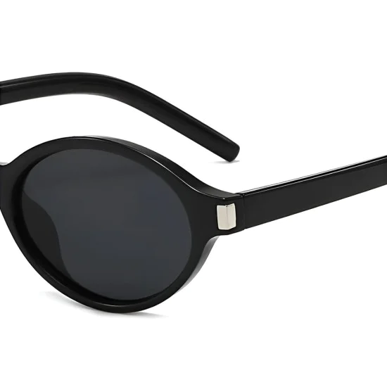 Слънчеви очила Techsuit Sunglasses (3952) - дамски, овална рамка, ретро-модерен стил - Черен