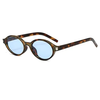 Слънчеви очила Techsuit Sunglasses (3952) - дамски, овална рамка, ретро-модерен стил - Принт / Син