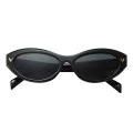 Слънчеви очила Techsuit Sunglasses (77115) - дамски, малки овални, Бохо стил - Черен