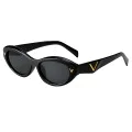 Слънчеви очила Techsuit Sunglasses (77115) - дамски, малки овални, Бохо стил - Черен
