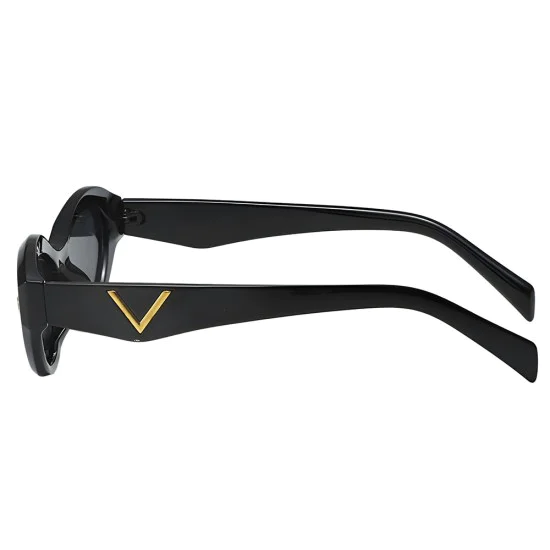 Слънчеви очила Techsuit Sunglasses (77115) - дамски, малки овални, Бохо стил - Черен