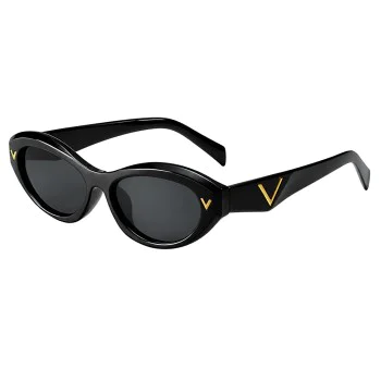 Слънчеви очила Techsuit Sunglasses (77115) - дамски, малки овални, Бохо стил - Черен