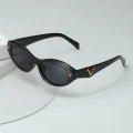 Слънчеви очила Techsuit Sunglasses (77115) - дамски, малки овални, Бохо стил - Черен