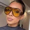 Слънчеви очила Techsuit Sunglasses (89337) - дамски, авиаторски, голяма рамка - Черен