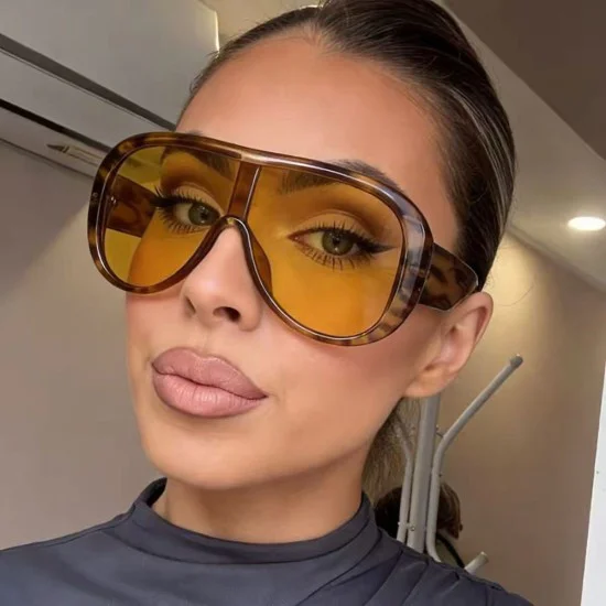 Слънчеви очила Techsuit Sunglasses (89337) - дамски, авиаторски, голяма рамка - Кафяв (Black Tea)