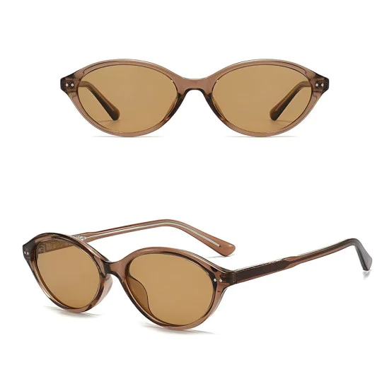 Слънчеви очила Techsuit Sunglasses (99034) - дамски, овална TR90 рамка - Кафяв