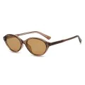 Слънчеви очила Techsuit Sunglasses (99034) - дамски, овална TR90 рамка - Кафяв