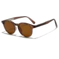 Слънчеви очила Techsuit Sunglasses (99046) - унисекс, кръгла TR90 рамка - Кафяв