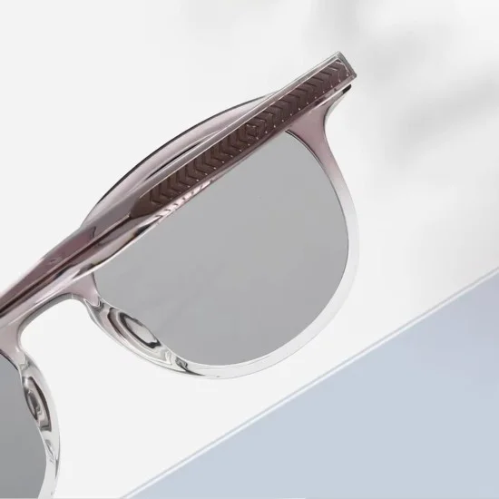 Слънчеви очила Techsuit Sunglasses (99046) - унисекс, кръгла TR90 рамка - Кафяв
