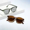 Слънчеви очила Techsuit Sunglasses (99046) - унисекс, кръгла TR90 рамка - Зелен