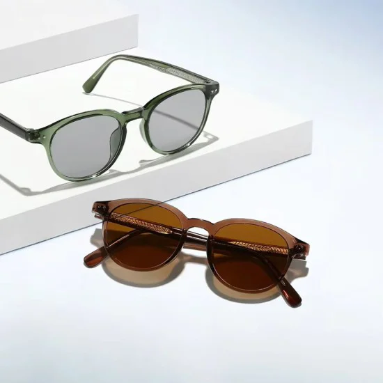 Слънчеви очила Techsuit Sunglasses (99046) - унисекс, кръгла TR90 рамка - Зелен