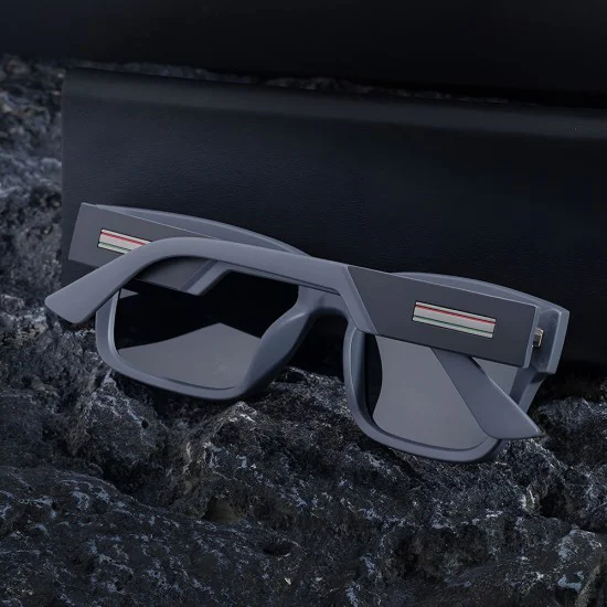 Слънчеви очила Techsuit Polarized Sunglasses (8491) - мъжки, поляризирани, квадратна рамка - Мат Черен / Череша