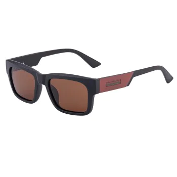 Слънчеви очила Techsuit Polarized Sunglasses (8491) - мъжки, поляризирани, квадратна рамка - Мат Черен / Череша