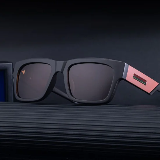 Слънчеви очила Techsuit Polarized Sunglasses (8491) - мъжки, поляризирани, квадратна рамка - Мат Черен / Череша