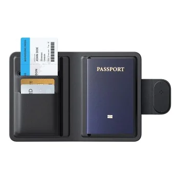 Смарт калъф за паспорт Mcdodo Smart Passport Holder Napa Pro (AT-4180) - Find My локатор, PU, 3 слота, 80-90dB, 220mAh - Черен