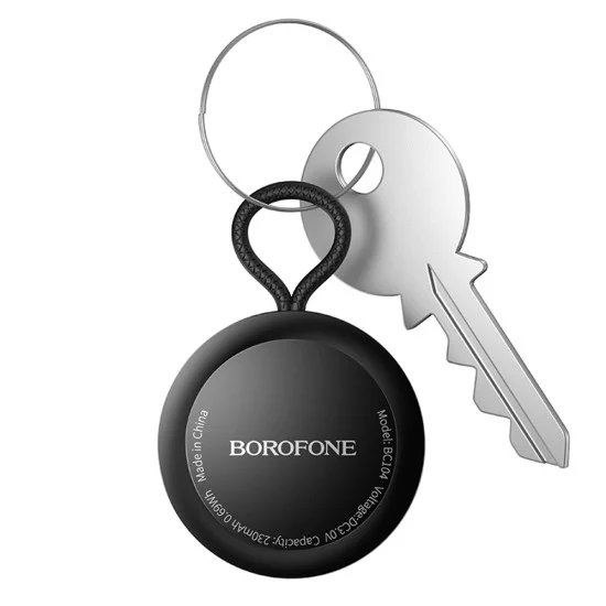 Смарт тракър Borofone Intelligent (BC104) - съвместим с Apple Find My, против загубване, до 12 месеца живот на батерията - Черен