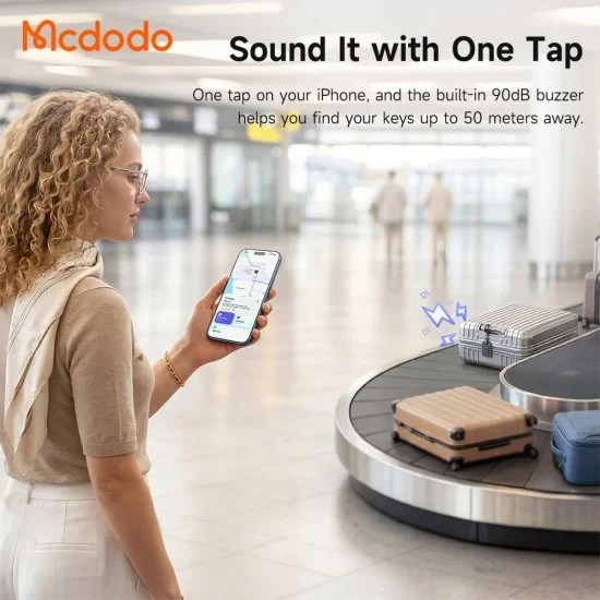 Смарт тракер Mcdodo Smart Tracker Napa Pro (AT-3790) - етикет за багаж, Find My, PU, 80-90dB, 220mAh - Черен