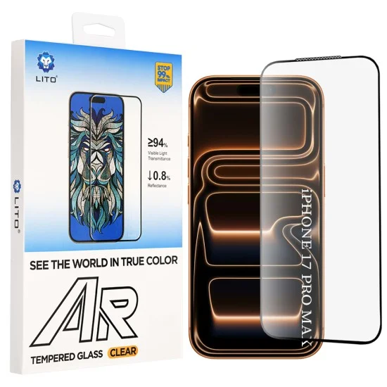 Стъклен протектор Lito AR SE Tempered Glass - iPhone 18 Pro Max / iPhone 17 Pro Max - Черен