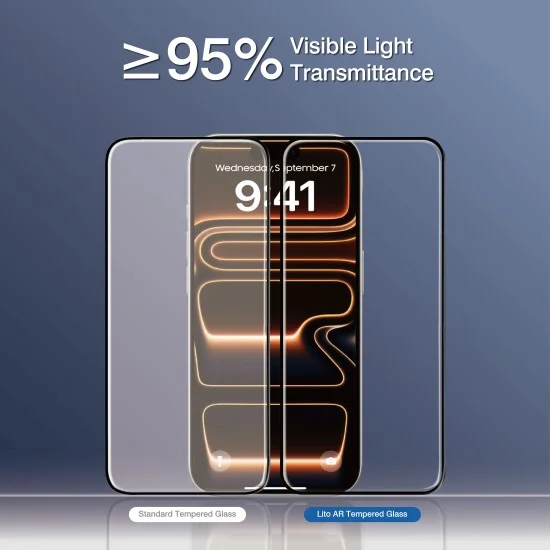 Стъклен протектор Lito AR SE Tempered Glass - iPhone 18 Pro / iPhone 17 Pro - Черен
