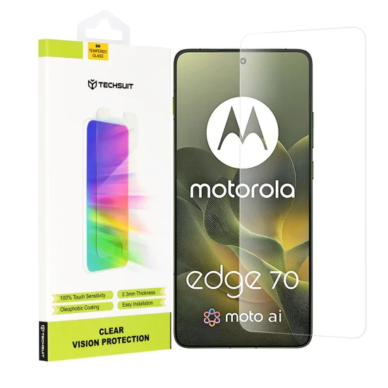 Стъклен протектор за Motorola Edge 70 - Techsuit Clear Vision Glass - Прозрачен