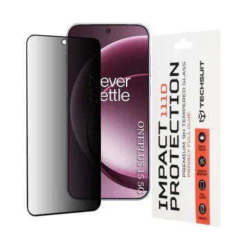 Стъклен протектор за OnePlus 15 - Techsuit 111D Privacy Full Glue - Черен