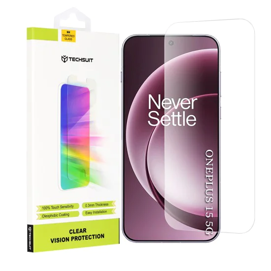 Стъклен протектор за OnePlus 15 - Techsuit Clear Vision Glass - Прозрачен