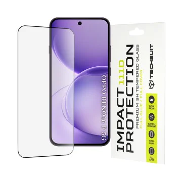 Стъклен протектор за Oppo Reno16 F / Reno16 FS - 111D Full Cover / Full Glue Glass - Techsuit - Черен