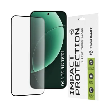 Стъклен протектор за Realme GT 8 Pro - Techsuit 111D Full Cover - Черен