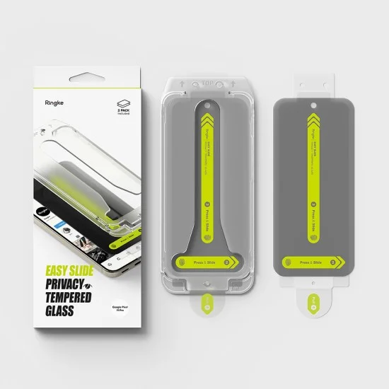 Стъклен протектор Ringke - Easy Slide Tempered Glass (2 бр.) - Google Pixel 9 Pro / 10 Pro / 11 Pro - Поверителен / Privacy