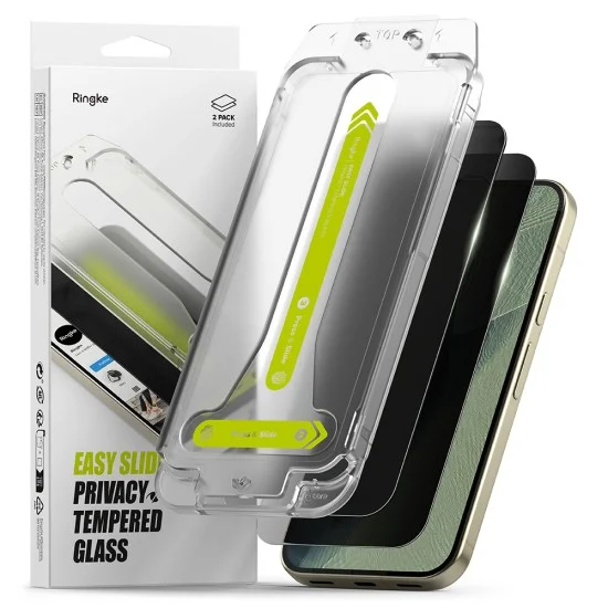 Стъклен протектор Ringke - Easy Slide Tempered Glass (2 бр.) - Google Pixel 9 Pro / 10 Pro / 11 Pro - Поверителен / Privacy